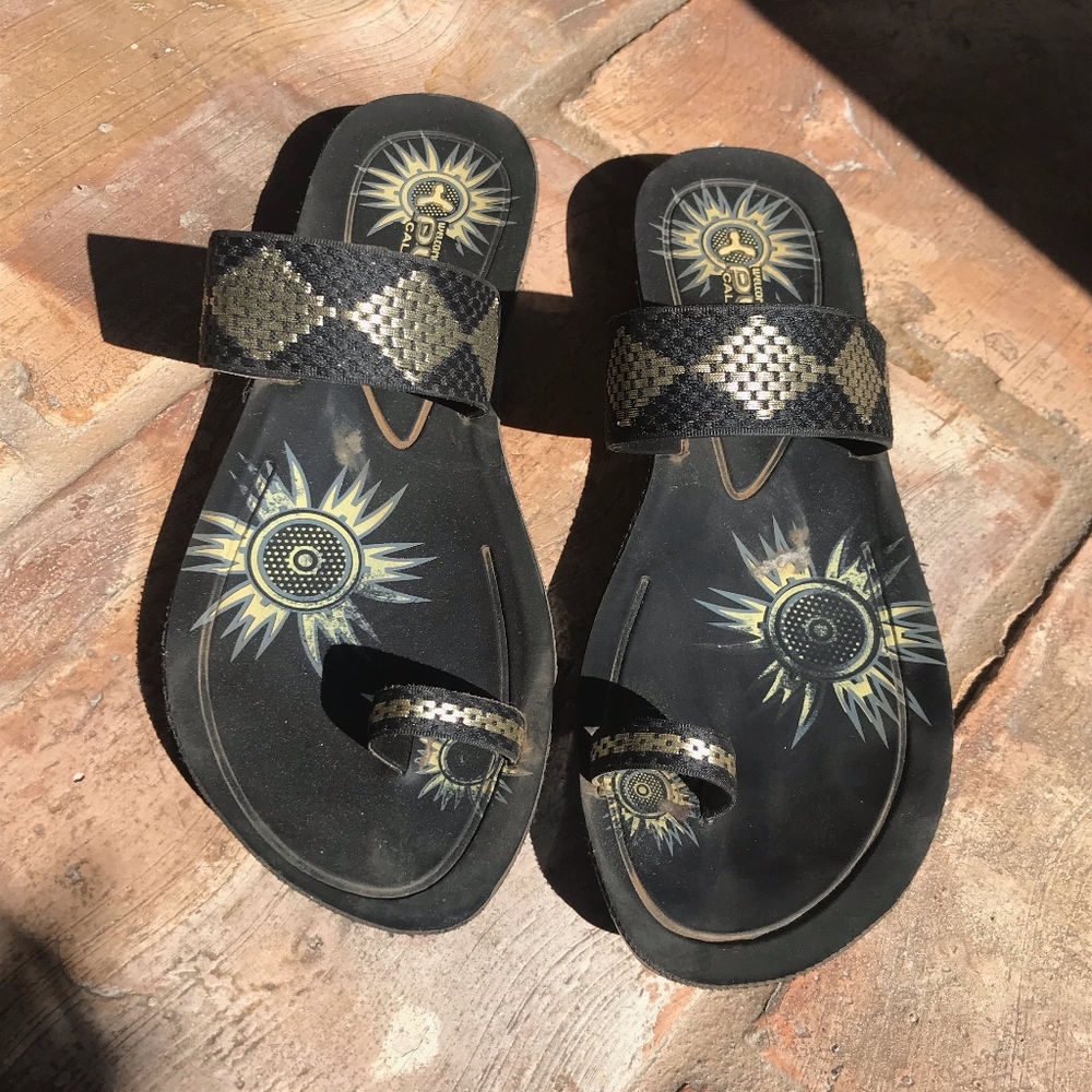 Cute Gold and Black Sandals